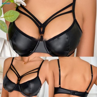 【HODRD】Regular Spring Summer Winter Women Wet Look Autumn Black Dance Bra Top【Fashion】