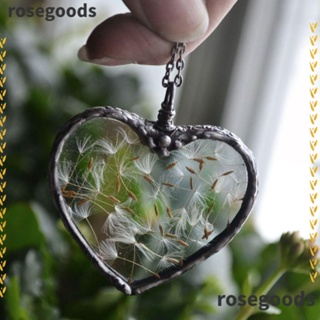 Rosegoods1 สร้อยคอโซ่ จี้รูปหัวใจ ดอกแดนดิไลออน หัวใจ หัวใจ หัวใจ เครื่องประดับแฟชั่น สําหรับผู้หญิง