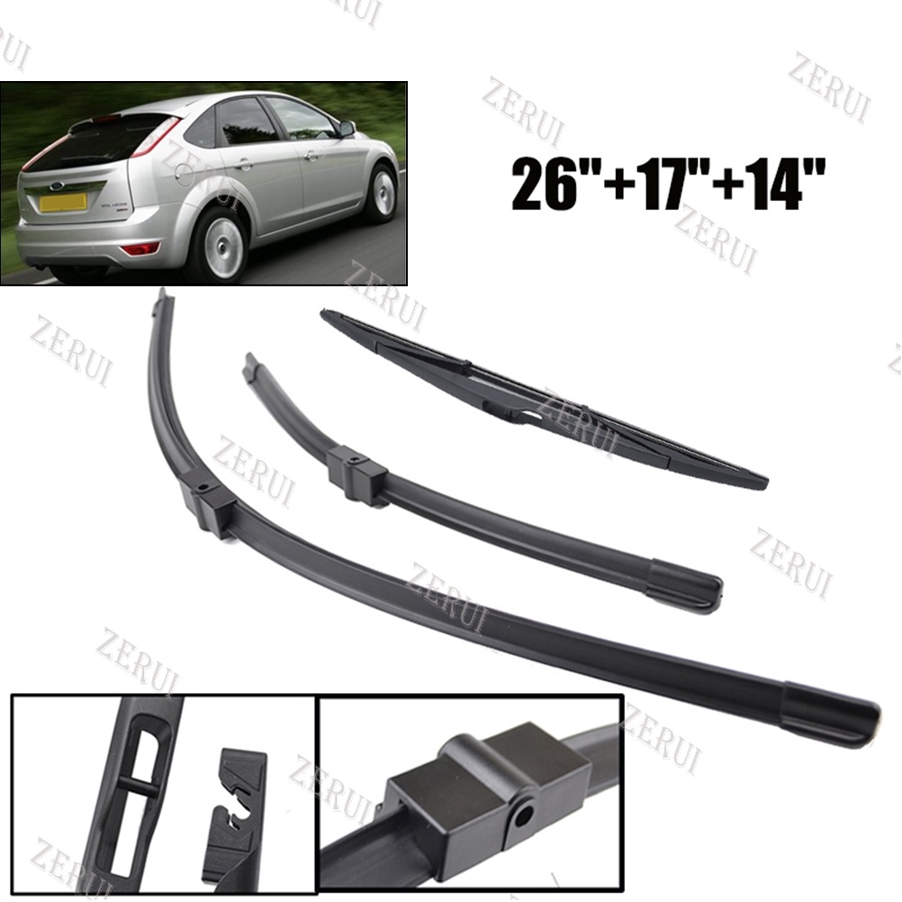 ZR For Front Rear Windshield Wiper Blades Set For Ford Focus 2 MK2 2004 2005 2006 2007 2008 2009 2010 2011 26