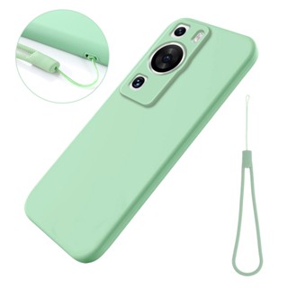 สําหรับ Huawei P60 / P60 Pro เคส ELVEV นิ่ม พรีเมี่ยม ซิลิโคนเหลว เคส พร้อม Flocking ภายใน เคส พร้อมสายคล้อง