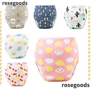 Rosegoods1 กางเกงผ้าอ้อมเด็ก ผ้าฝ้าย ใช้ซ้ําได้ ซักได้ รับน้ําหนักได้ 9-13 กก.