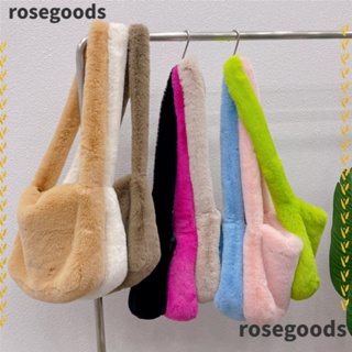 Rosegoods1 กระเป๋าสะพายไหล่ ผ้ากํามะหยี่ขนนิ่ม ขนปุยเทียม ขนปุย หลากสีสัน สําหรับผู้หญิง