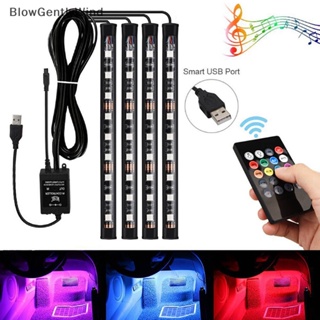 Blowgentlywind สายไฟ Led 9 ดวง RGB ชาร์จ USB สําหรับตกแต่งภายในรถยนต์ 4 ชิ้น
 Bgw