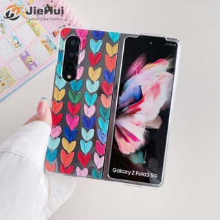 Jiehui เคสโทรศัพท์มือถือ ลายภาพวาดสีน้ํามัน รูปหัวใจ แฟชั่น สําหรับ Samsung Z Fold5 Z Fold4 Z Fold3