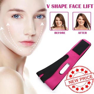 ผ้าพันแผล V-Face สีแดงกุหลาบ เครื่องนวดหน้า เครื่องนวดหน้า คู่ V-Face Chin Band Night Facial K4O7