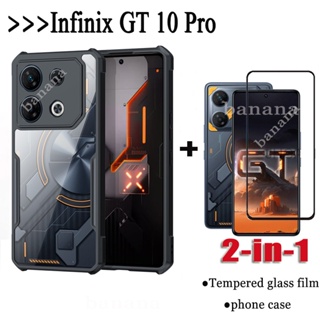 2in1 infinix GT 10 Pro เคสแข็ง แบบใส กันกระแทก และกระจกนิรภัยกันรอยหน้าจอ