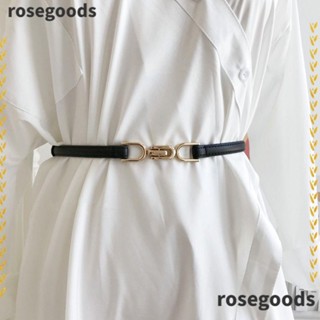 Rosegoods1 เข็มขัดคาดเอว แบบบาง กางเกงยีน หัวเข็มขัดโลหะ สําหรับผู้หญิง