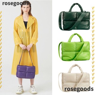 Rosegoods1 กระเป๋าสะพายไหล่ ผ้าฝ้ายนิ่ม ทรงโท้ท บุฟองน้ํา