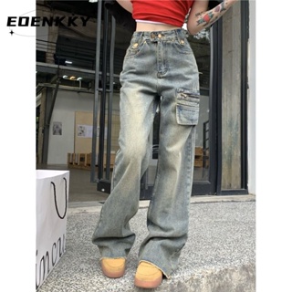 กางเกงขายาว กางเกงยีสน์ผู้หญิง ทรงหลวม ๆ ตรง Retro Hip Hop Pants 2023 NEW Style A27L0DR EOENKKY