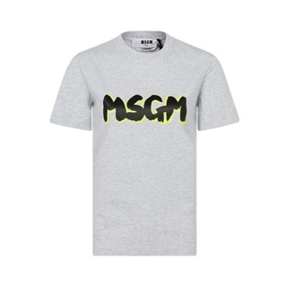 Msgms ใหม่ เสื้อยืดคอกลม แขนสั้น ผ้าฝ้าย ลายโมโนแกรม สีพื้น เรียบง่าย สําหรับผู้ชาย