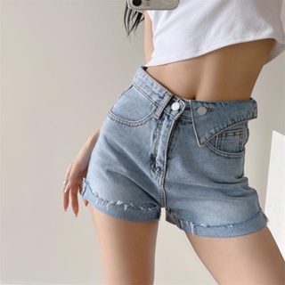 Spot second hair# design sense light blue denim shorts womens summer 2023 new casual all-match high waist slimming wide leg hot pants 8.cc