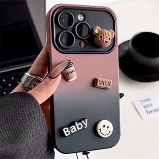 (สินค้าใหม่ พร้อมส่ง) เคสโทรศัพท์มือถือ ซิลิโคนนิ่ม ไล่โทนสี ขนาดใหญ่ พร้อมตุ๊กตา สําหรับ Apple Iphone 14 13 12ProMax 14Pro 14ProMax 11 11ProMax 13Pro