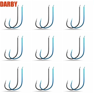 Darby ตะขอเหยื่อตกปลา เหล็กคาร์บอน แบบบาง สีฟ้า สีดํา 50 ชิ้น