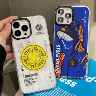 STONE ISLAND เคสโทรศัพท์มือถือ ชุบไฟฟ้า ลายการ์ตูน ชายเกาะ Trench Coat สําหรับ iPhone 11 14 13 12 Pro Max