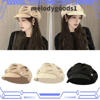 Melodygoods1 หมวกเบเร่ต์ ทรงแปดเหลี่ยม ระบายอากาศ สีพื้น ปรับได้ กันลม แฟชั่นฤดูใบไม้ร่วง และฤดูหนาว