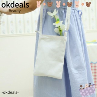 Okdeals กระเป๋าสะพายไหล่ ผ้าแคนวาส มีซิป ขนาดเล็ก น้ําหนักเบา เรียบง่าย สําหรับผู้ชาย และผู้หญิง