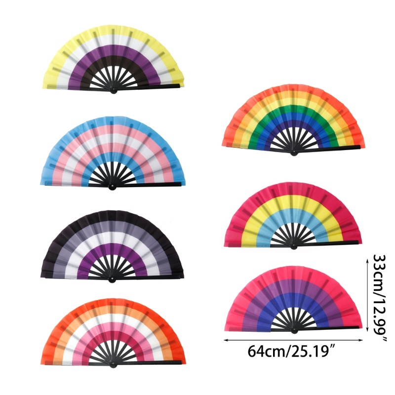 ✿ แบบพกพาสายรุ้งพับแฟนๆแฟนๆสีแฟนมือพัดลมมือพับได้ขนาดเล็ก ราคา ถูกที่สุด ดีลบีเคเค แกลเลอรีภาพที่ 2