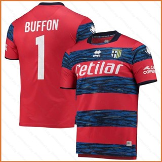 Fb 2021-22 เสื้อยืดแขนสั้น พิมพ์ลายฟุตบอล Parma Calcio Goalkeeper Buffon Jersey No.1 พลัสไซซ์ สําหรับผู้ชาย และผู้หญิง