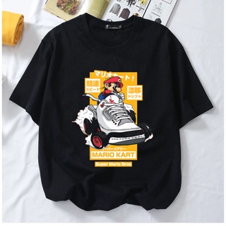 &lt;mybhaju&gt; super mario cart bros t-shirt women clothes short sleeves round neck 100% cotton baju wanita perempuan labuh