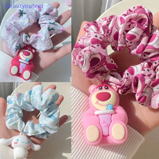 [Beautyoufeel] ยางรัดผมหางม้า ขนาดใหญ่ ลายการ์ตูนอนิเมะ Sanrio Stawberry Bear Cinnamoroll น่ารัก เครื่องประดับ สําหรับผู้หญิง