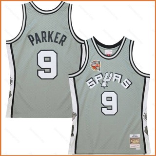 เสื้อกีฬาบาสเก็ตบอล ลายทีม NBA Hall Of Fame San Antonio Spurs Parker Jersey สไตล์เรโทร พลัสไซซ์ สําหรับผู้ชาย และผู้หญิง 2023-2024