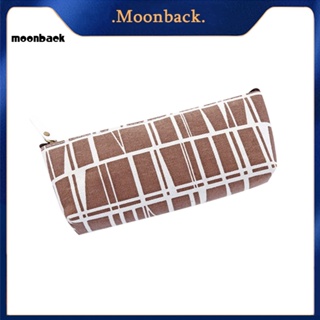 &lt;moonback&gt; กระเป๋าดินสอ ผ้าแคนวาส ลายสก๊อต เรียบง่าย มีซิป สําหรับโรงเรียน