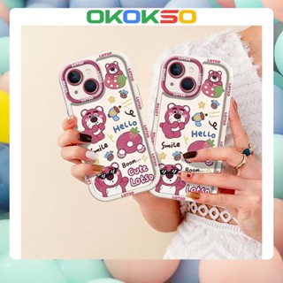 [Okso] ใหม่ เคสโทรศัพท์มือถือแบบนิ่ม กันกระแทก ลายการ์ตูนหมีสตรอเบอร์รี่ สําหรับ OPPO Reno9 Reno8 Reno7pro reno6 5