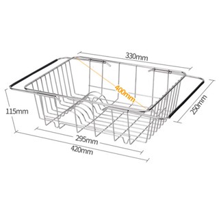 ที่เก็บอุปกรณ์ครัว THAISTEELWARE ตะกร้าสแตนเลส ที่วางจาน ที่คว่ำจาน ที่ล้างผักและผลไม้ สำหรับวางในหลุมอ่างล้างจาน