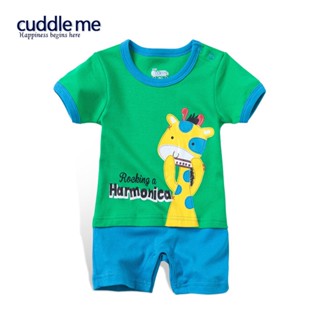 ชุดจั๊มสูทเด็ก แบรนด์แท้ Cuddle me เนื้อผ้าดีมาก ลายยีราฟ สีเขียวสลับฟ้าเข้มสดใส