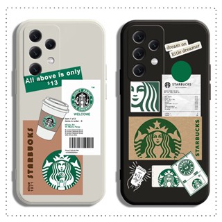 เคส Samsung A14 A24 A34 A54 4G 5G โทรศัพท์มือถือแบบนิ่ม ลาย Starbucks สีดํา ขาว สําหรับ