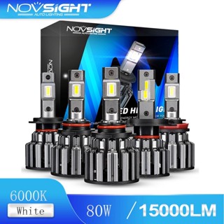 NovSight F03 ไฟหน้ารถ ไฟตัดหมอก H11 H7 H4 9005 15000Lm 80W 6000K สําหรับติดรถยนต์ Car Led Headlight Bulb Super Bright