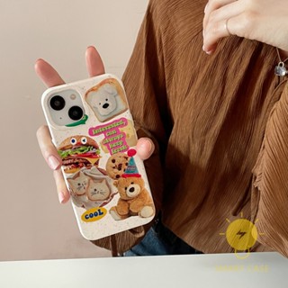 For เคสไอโฟน 14 Pro Max [Hamburger Bear Bread] เคส Phone Case For iPhone 14 Pro Max Plus 13 12 Mini 11 For เคสไอโฟน11 Ins Korean Style Retro Classic Couple Shockproof Protective TPU Cover Shell