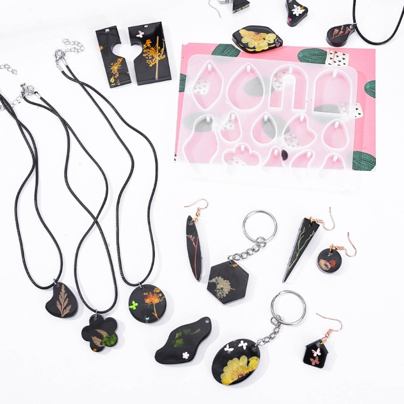 Winu เรซิ่นต่างหู แม่พิมพ์ epoxy แบบดอกไม้ สำหรับ DIY สร้อยคอและพวงกุญแจ