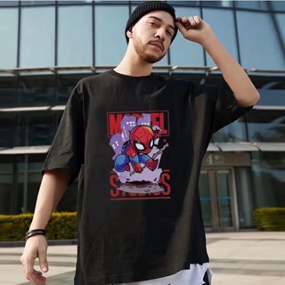 American Casual Cartoon Spider-Man Printed Short-Sleeved T-Shirt Men Women Street Wear Personality oversize_02