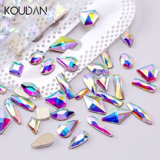 Koudan สติกเกอร์คริสตัล พลอยเทียม สีม่วง สําหรับตกแต่งเล็บเจล 50 ชิ้น