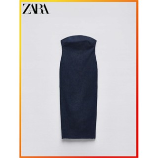 Zara ชุดเดรสยีน แบบเข้ารูป ผ่าข้าง แฟชั่นฤดูร้อน สําหรับผู้หญิง 2553043 400