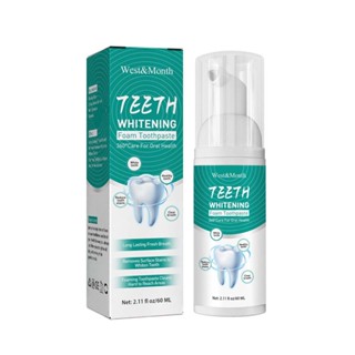 60ml Teeth Whitening Toothpaste Foam Baking Soda Toothpaste Mousse Stains Removal Deep Oral Cleaning Foam