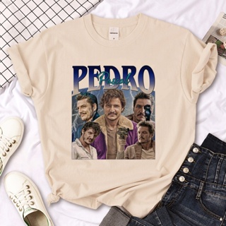 เสื้อยืด พิมพ์ลายกราฟิก Pedro Pascal สไตล์ญี่ปุ่น ฮาราจูกุ สตรีท สําหรับผู้หญิง