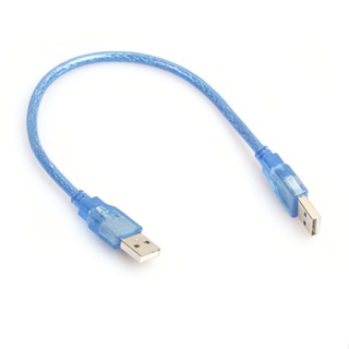 สายเคเบิลต่อขยาย USB 2.0 ตัวผู้ เป็นตัวผู้ สีฟ้าใส 30 ซม.