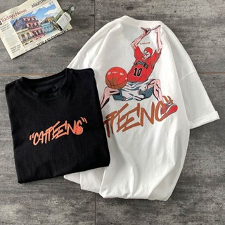 NEXSlam Dunk ฤดูร้อน เสื้อคู่ เสื้อยืดคอกลมแขนสั้น Oversize ผู้ชาย สไตล์เกาหลี แฟชั่น ลายการ์ตูน T Shirt วัยรุ่น แนวสตรี