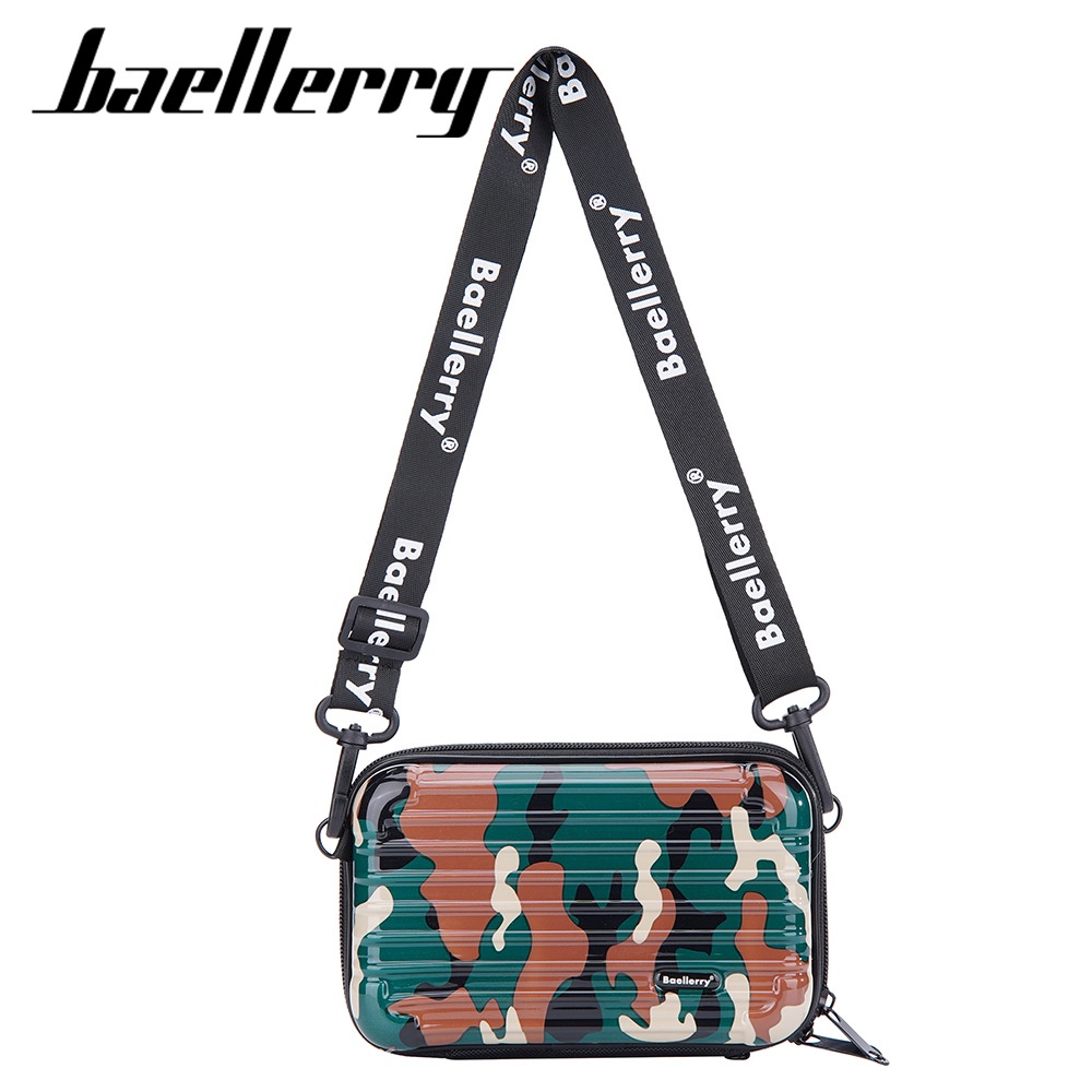 Baellerry ใหม่ กระเป๋าเครื่องสําอาง กระเป๋าสะพายไหล่ แบบแข็ง ลายพราง ขนาดเล็ก 7 นิ้ว สําหรับผู้หญิง 2023