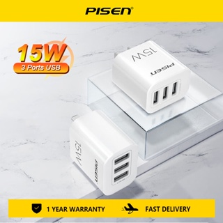 Pisen ที่ชาร์จ USB 5V 3A 15W 40W 3 พอร์ต ชาร์จเร็ว สําหรับ IP 14 13 12