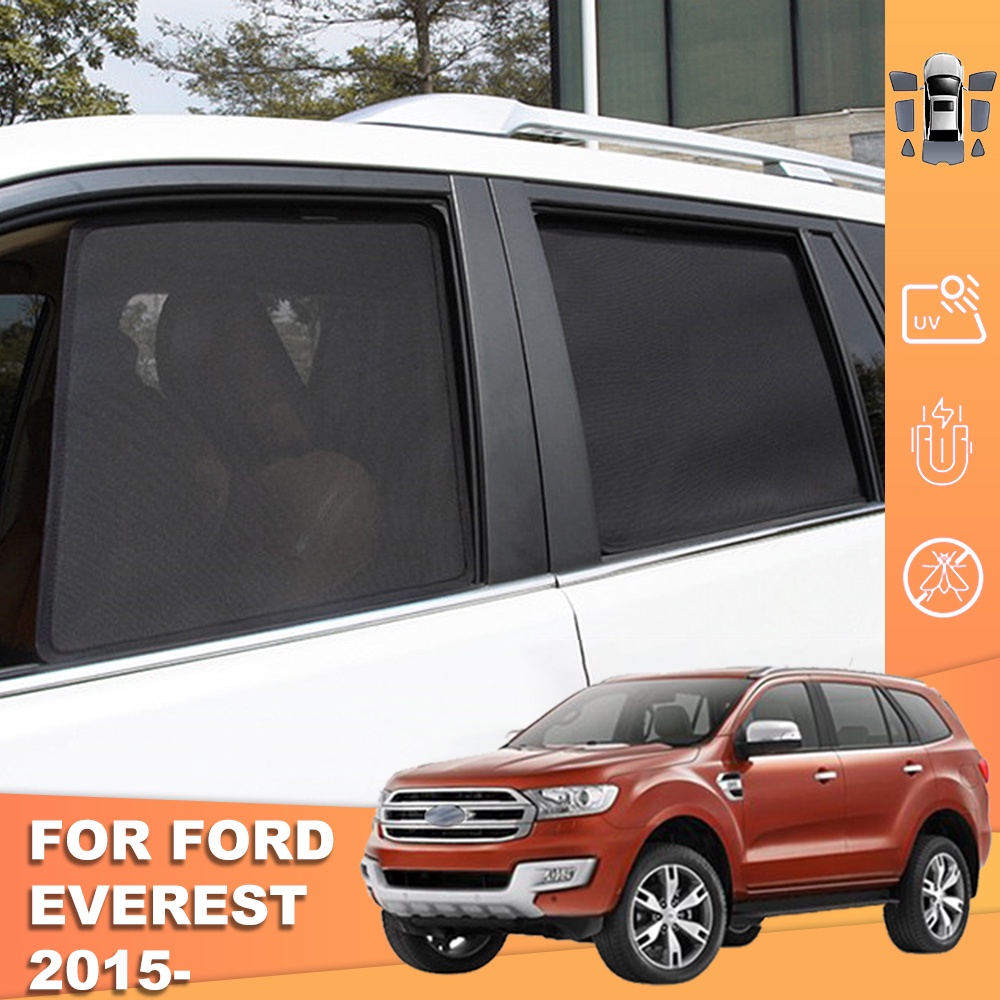 สําหรับ Ford Everest UA 2015-2021 รถบังแดดโล่แม่เหล็กด้านหน้ากระจกกรอบผ้าม่านเด็กด้านหลังหน้าต่างด้านข้าง Sun Shade Visor