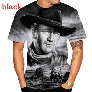 เสื้อยืดลําลอง พิมพ์ลาย John Wayne 3D แฟชั่นคลาสสิก สําหรับผู้ชาย และผู้หญิง 2XS-6XL 2023