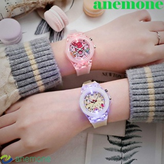 Anemone นาฬิกาข้อมือ ลายการ์ตูนสัตว์น่ารัก ตัวเลขโรมัน เรืองแสง สําหรับนักเรียน