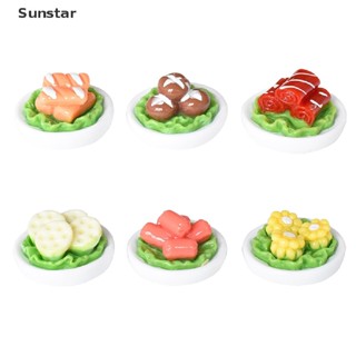 Sunstar จานทําอาหารจิ๋ว พร้อมอาหารจําลอง DIY สําหรับบ้านตุ๊กตา 5 ชิ้น