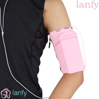 Lanfy กระเป๋าใส่โทรศัพท์มือถือ แบบรัดแขน บาง อเนกประสงค์ สีดํา สําหรับวิ่ง