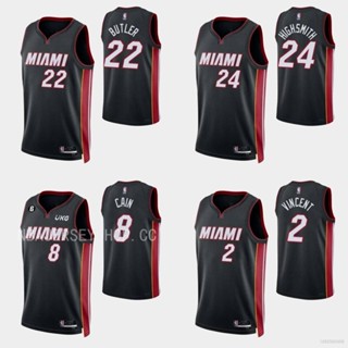 เสื้อกีฬาบาสเก็ตบอล NBA Jersey Miami Heat Highsmith Butler Cain Vincent สีดํา สําหรับผู้ชาย และผู้หญิง ไซซ์ 22-23
