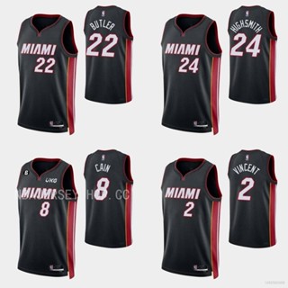 เสื้อกีฬาบาสเก็ตบอล NBA Jersey Miami Heat Highsmith Butler Cain Vincent สีดํา สําหรับผู้ชาย และผู้หญิง ไซซ์ 22-23