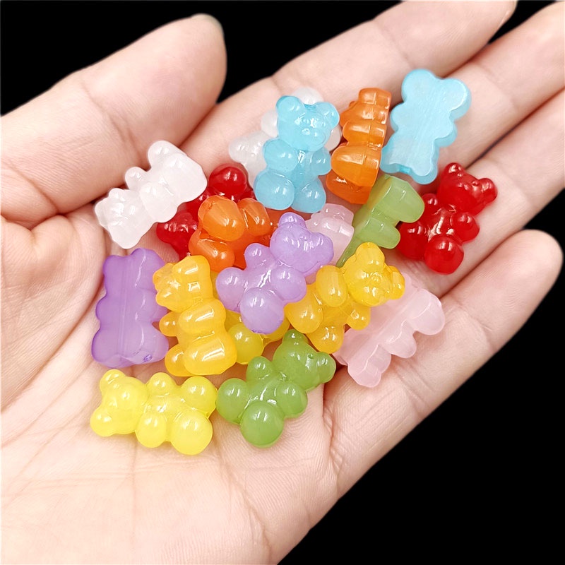 Charms, Pendants & Ornaments 10 บาท ลูกปัดเจลลี่ รูปหมี สีแคนดี้ เรืองแสง แฮนด์เมด DIY สําหรับทําเครื่องประดับ สร้อยคอ สร้อยข้อมือ กิ๊บติดผม 10 ชิ้น Fashion Accessories
